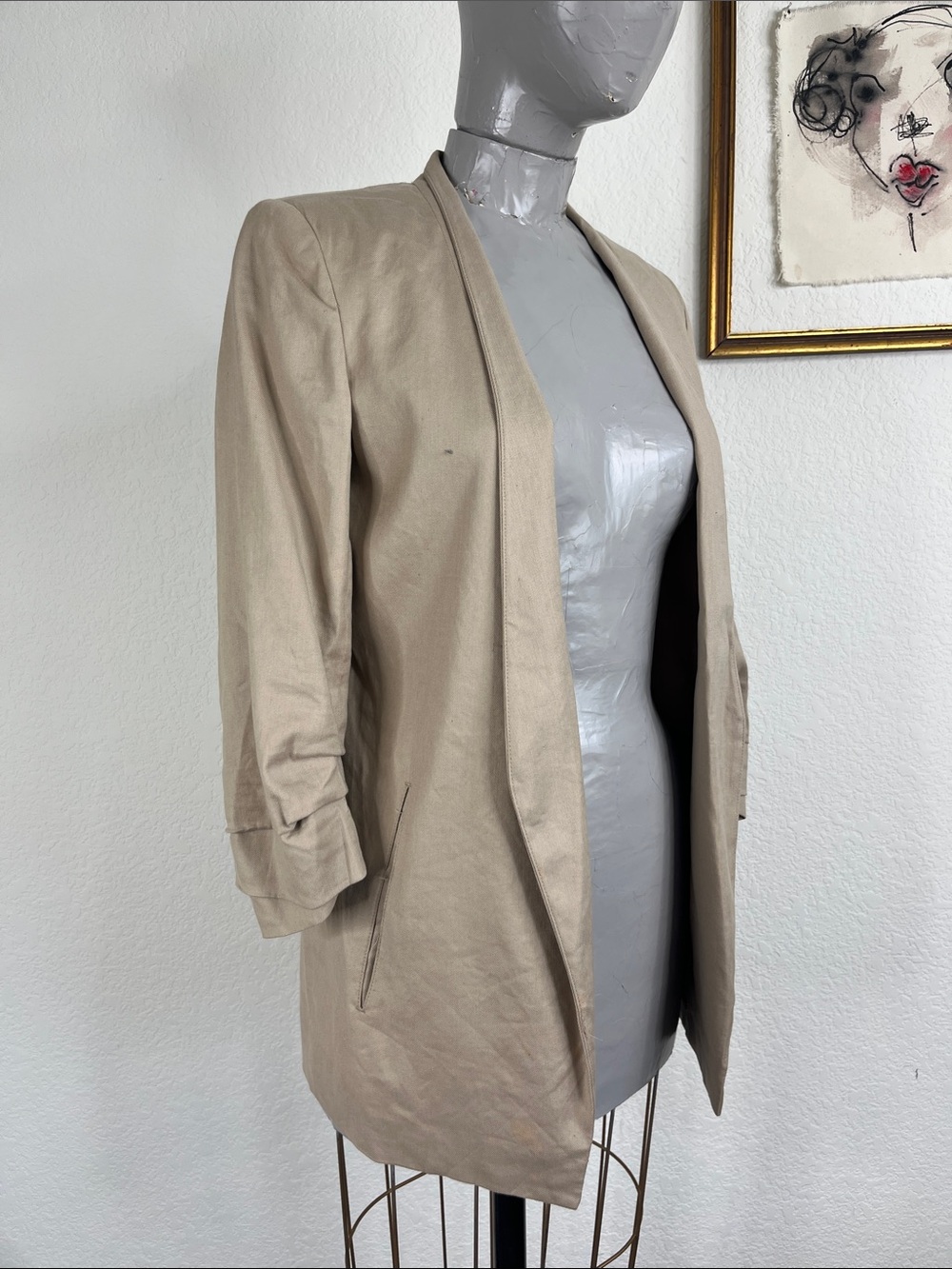 Babaton Aritzia Ambition Blazer Open Front Rolled Sleeve Tab Blazer